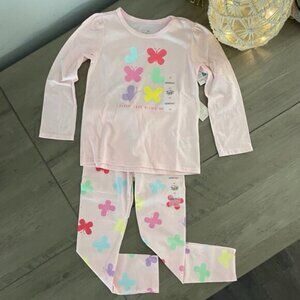 NEW 2Pc 4T Girls Butterfly Shirt & Pants Outfit